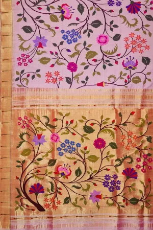 Beautiful Pink Paithani Silk Saree with Muniya Border