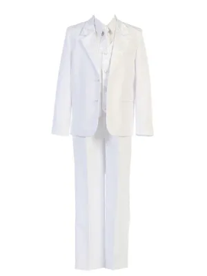 Big Boys White Brocade Jacket Pants Vest Tie Shirt Suit 8-20