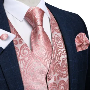 Blush Pink Paisley Silk Vest Set