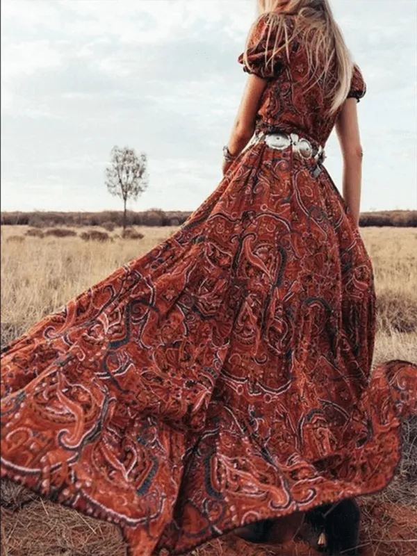 Bohemian Paisley V-Neck Summer Dress for Women - Lightweight and Breezy Design