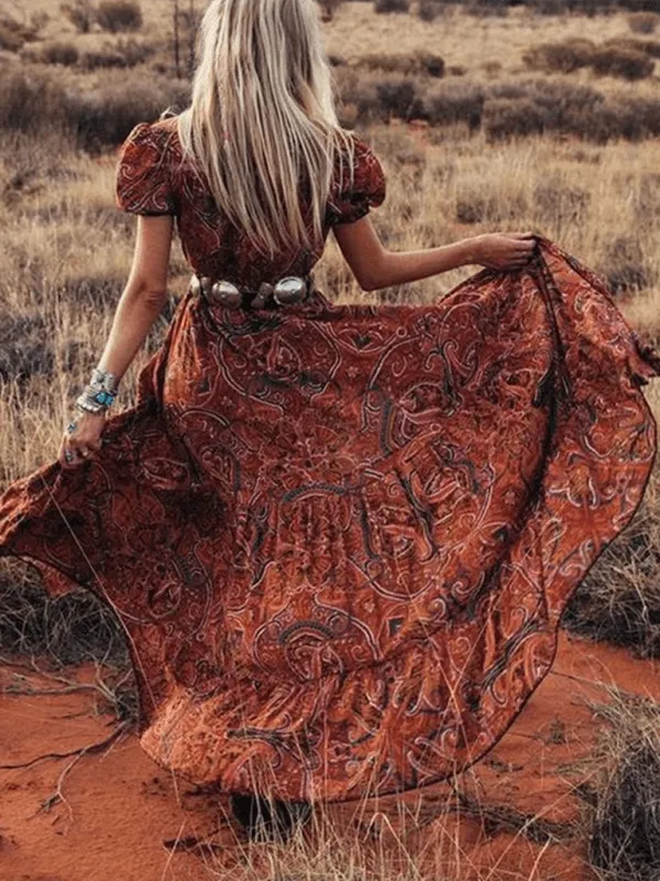 Bohemian Paisley V-Neck Summer Dress for Women - Lightweight and Breezy Design