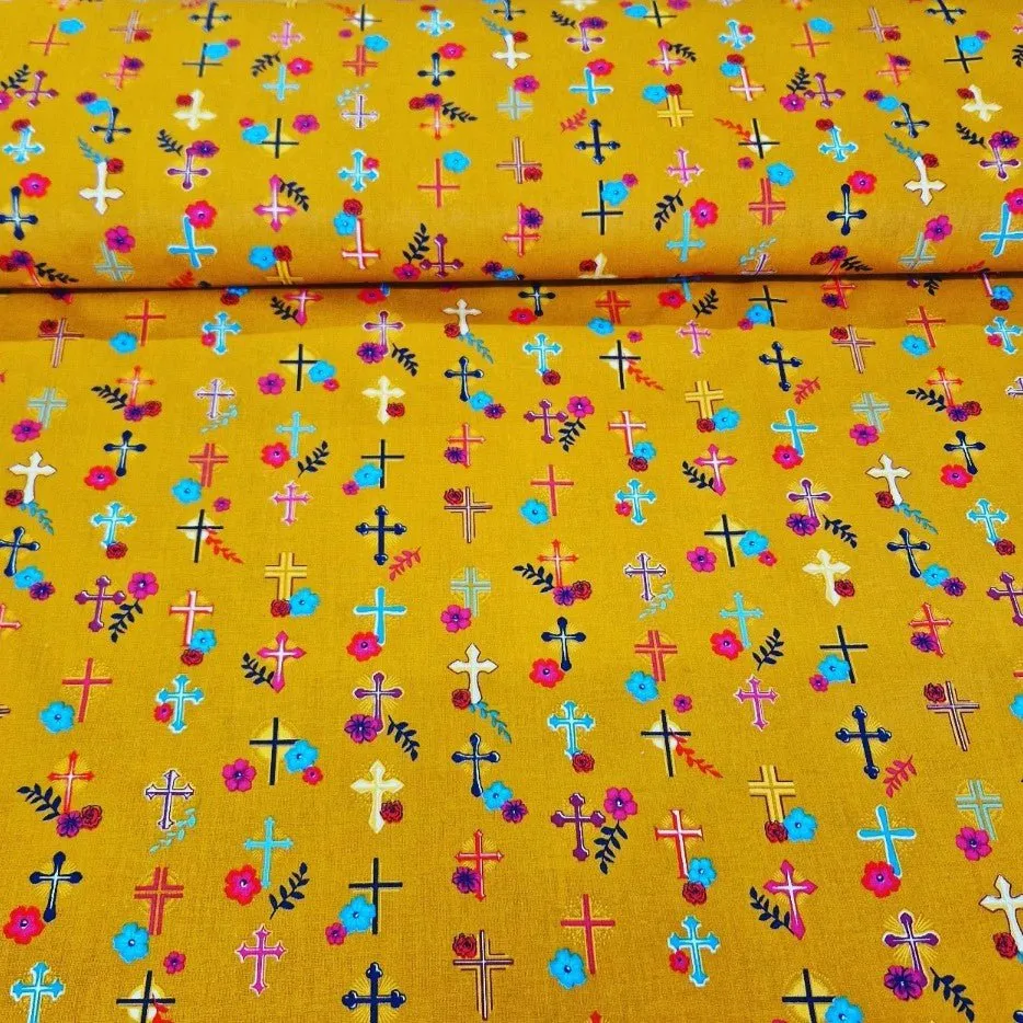 Colourful Crucifixes - Digital Cotton Print