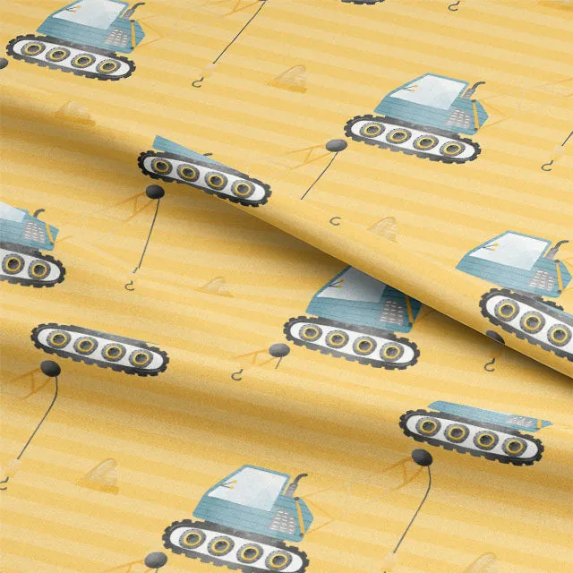 Crane Cotton Curtain Fabric - Yellow