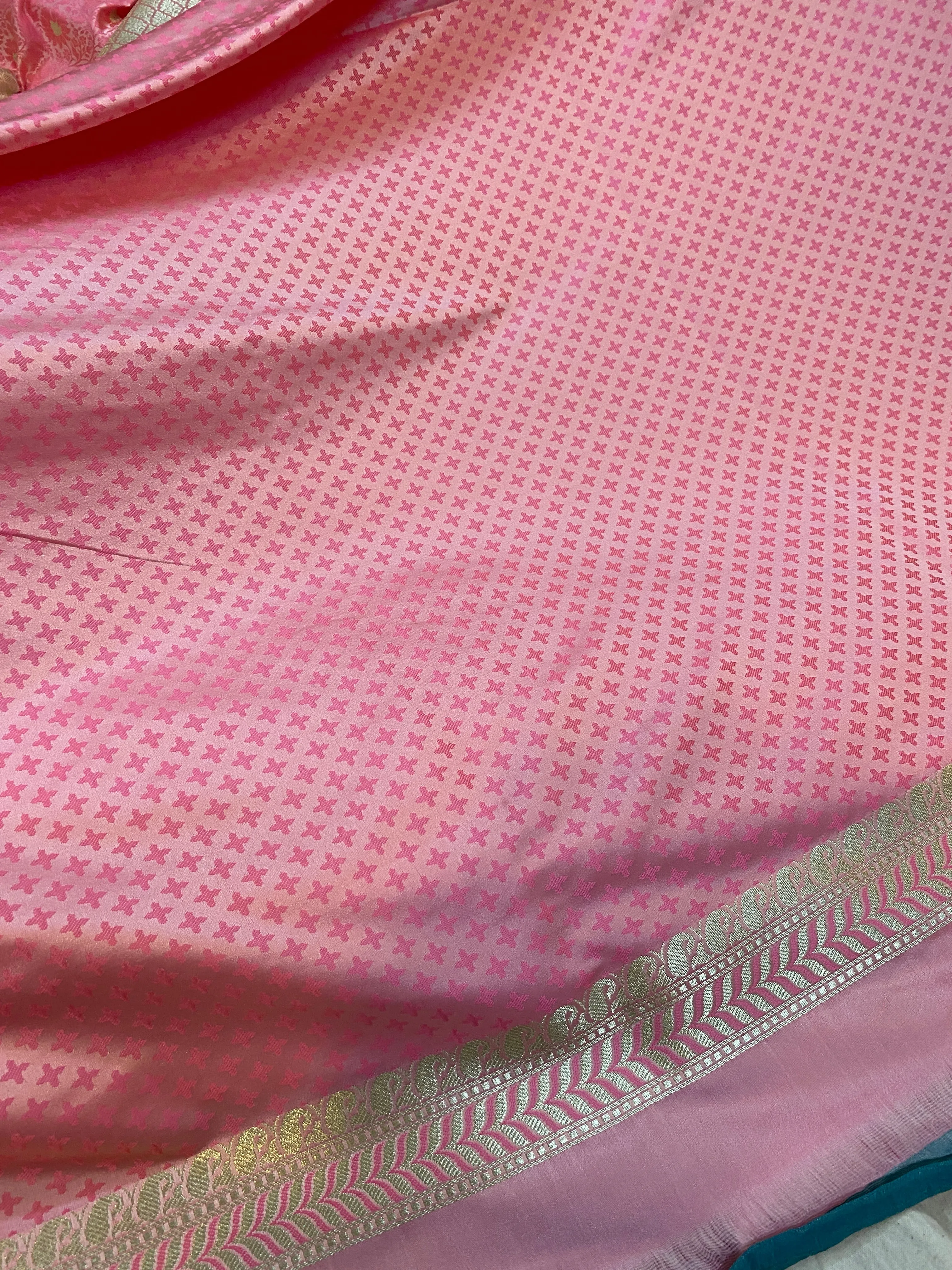 Exquisite Baby Pink Pure Katan Silk Banarasi Saree