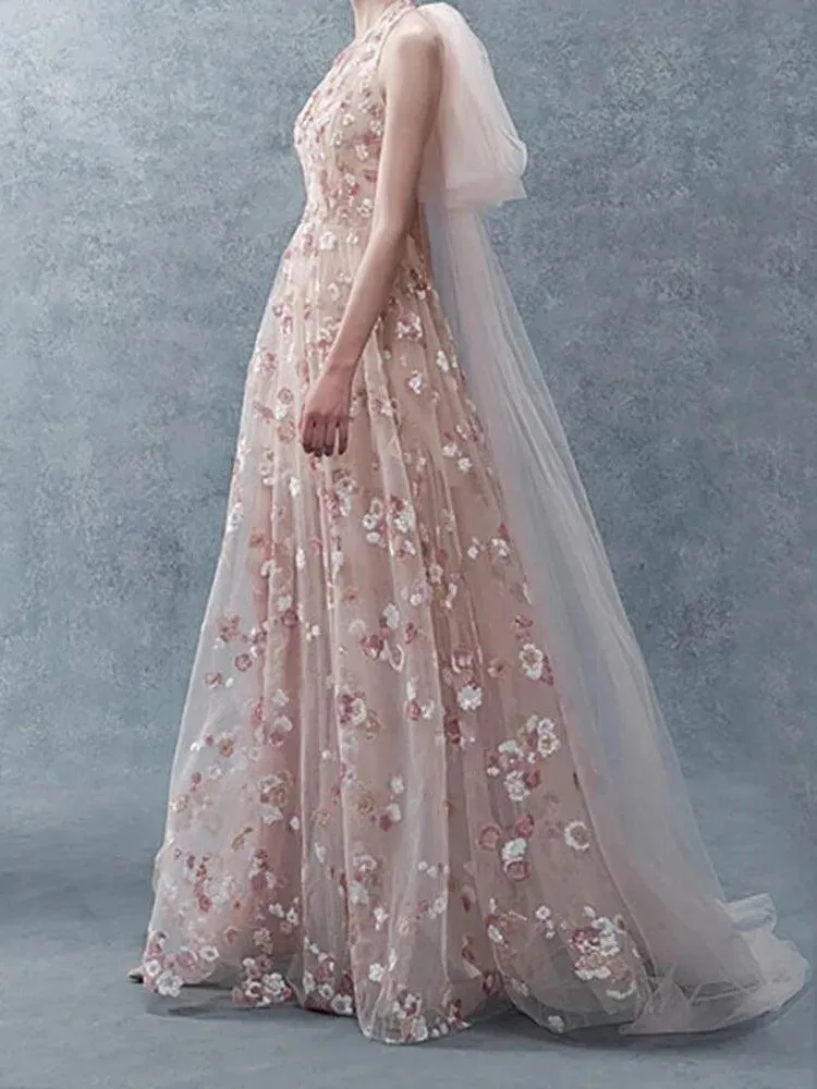 Fairy Style V-Neck Mesh Dress