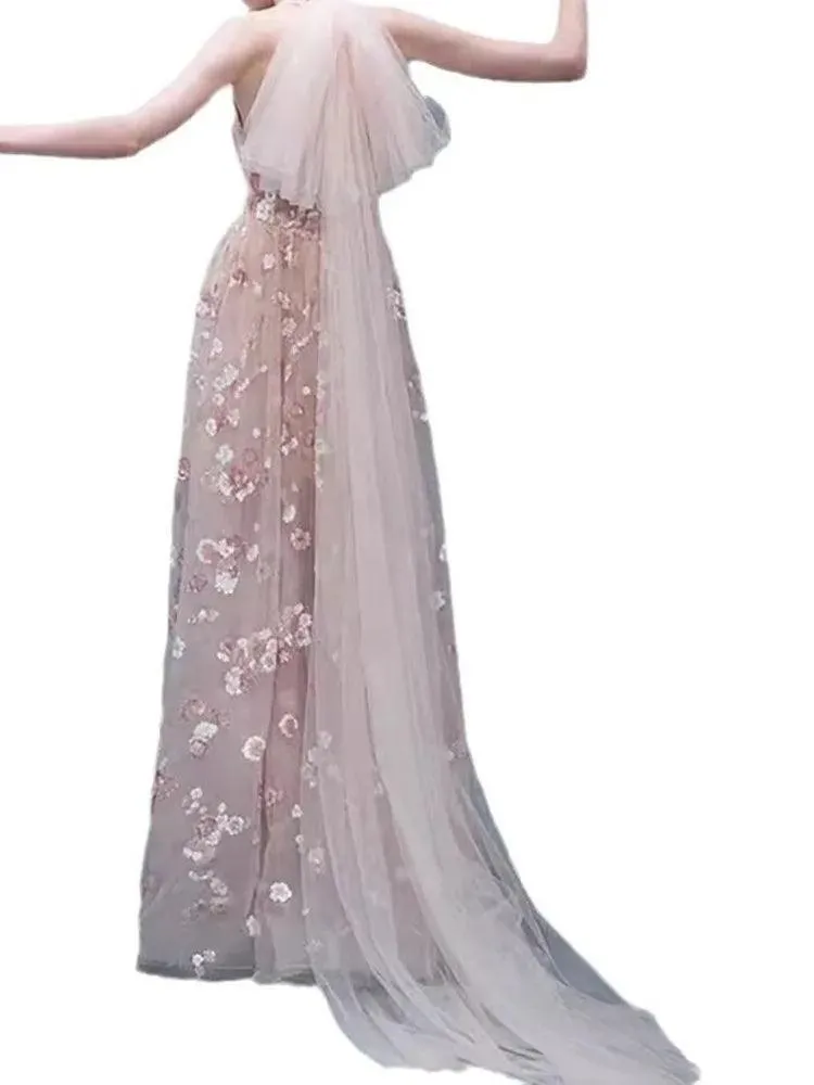Fairy Style V-Neck Mesh Dress