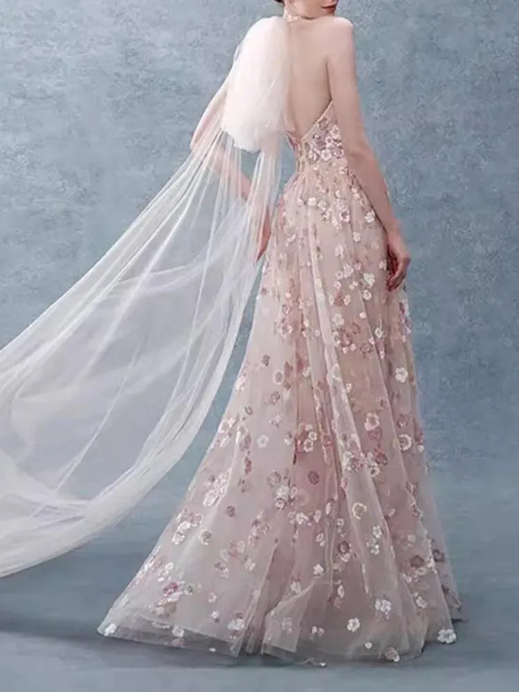 Fairy Style V-Neck Mesh Dress