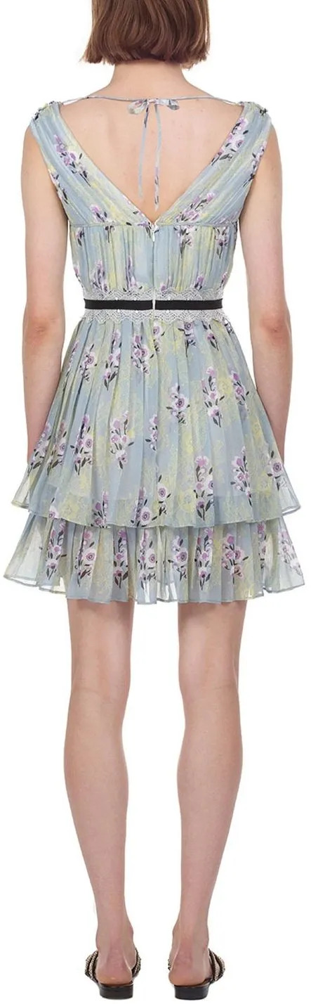 Floral Lace Printed Chiffon Dress