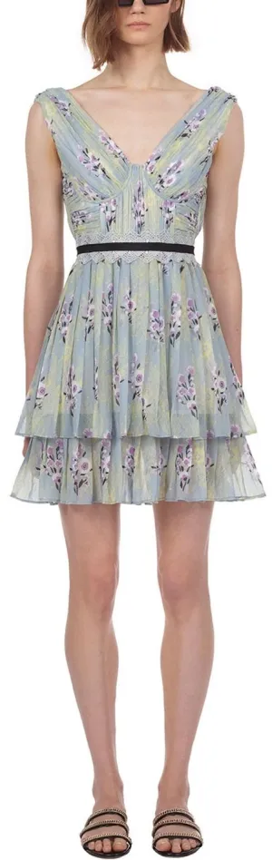 Floral Lace Printed Chiffon Dress