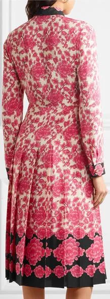 Floral-Printed Bow-Neck Dress
