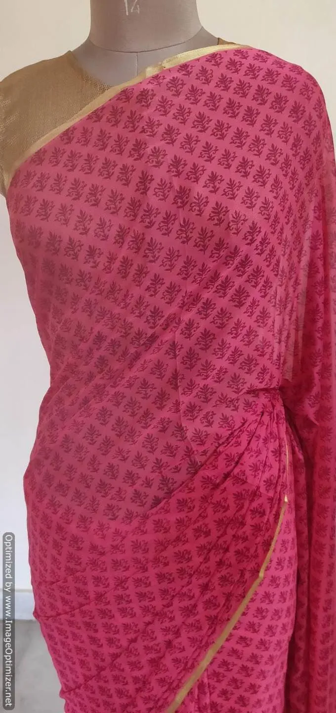 Floral Printed Chiffon Chinon Saree SHV06