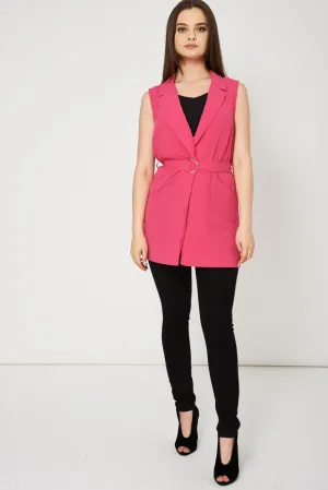 Fuchsia Pink Belted Vest Available In Plus Sizes