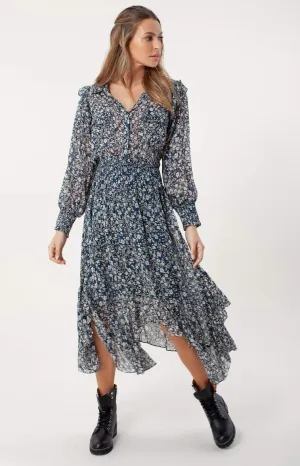 Hale Bob Edna Dress In Black Flower Print 06EU6904 BLK