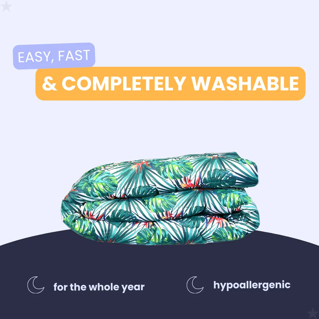 HappyDuvet Palm Paradise - 100% Cotton All season Coverless duvet