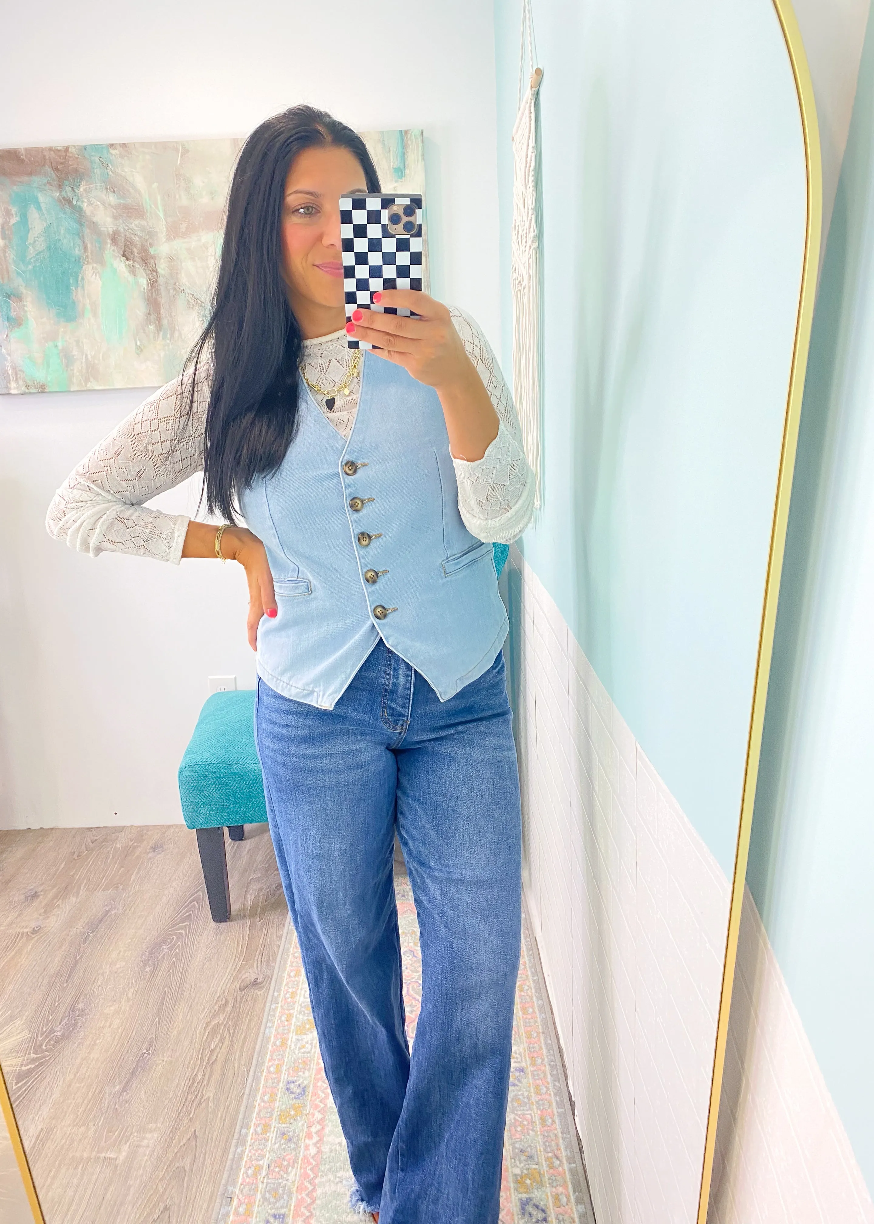 'Karter' Light Wash Stretch Denim Vest