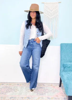 'Karter' Light Wash Stretch Denim Vest