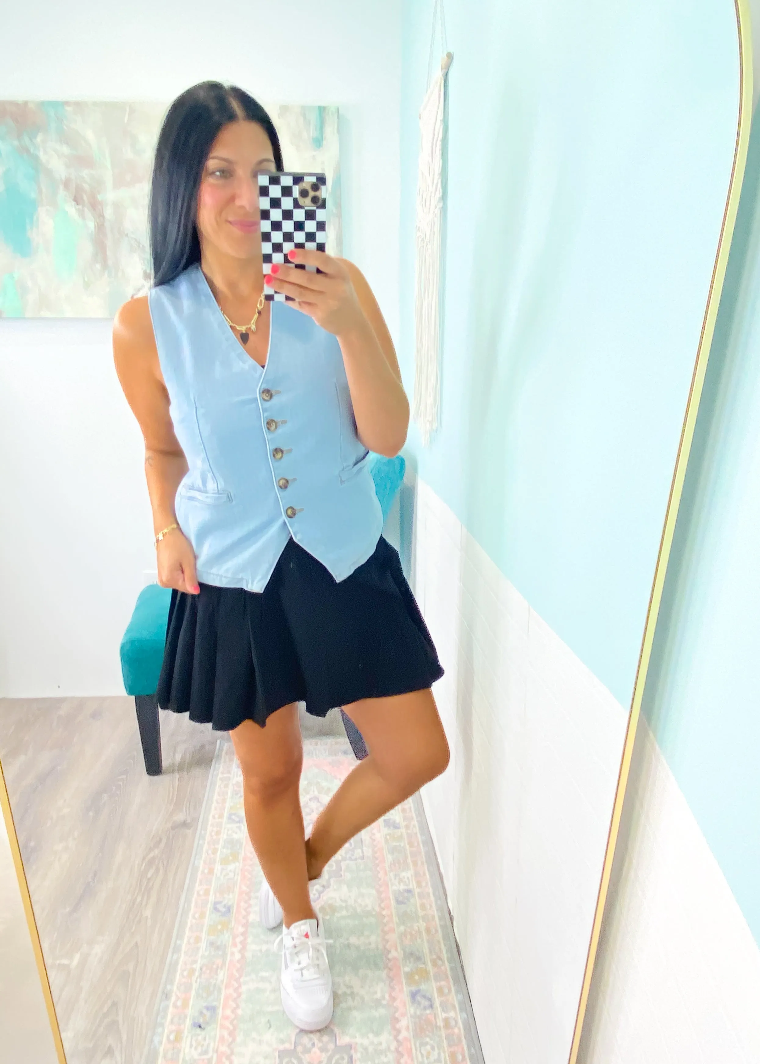 'Karter' Light Wash Stretch Denim Vest