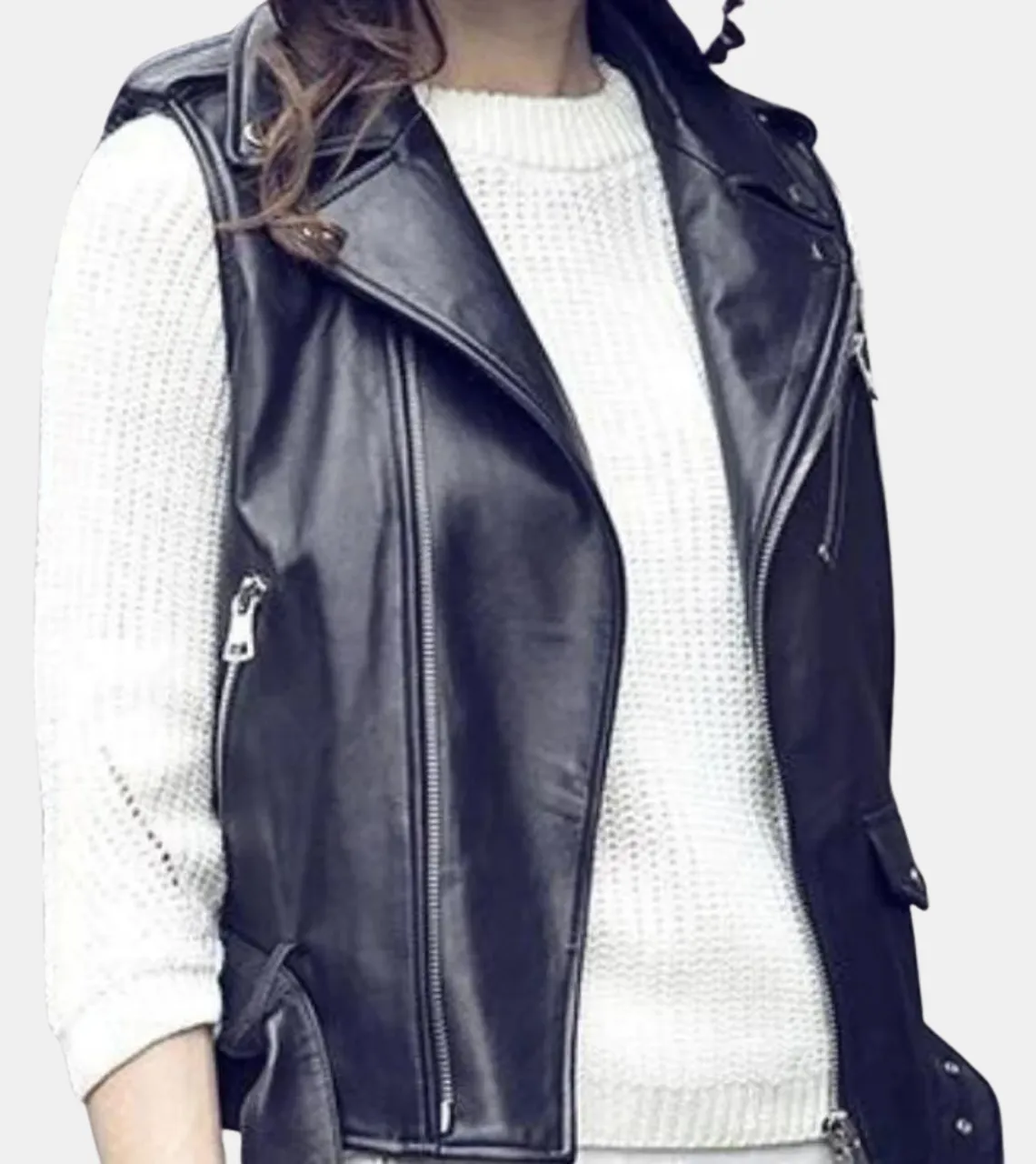 Melisand Women's Black Leather Vest