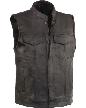 Men's Black Open Neck Club Style Vest