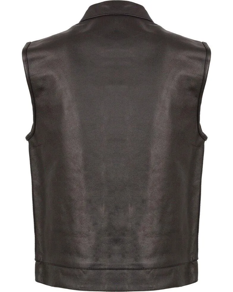 Men's Black Open Neck Club Style Vest
