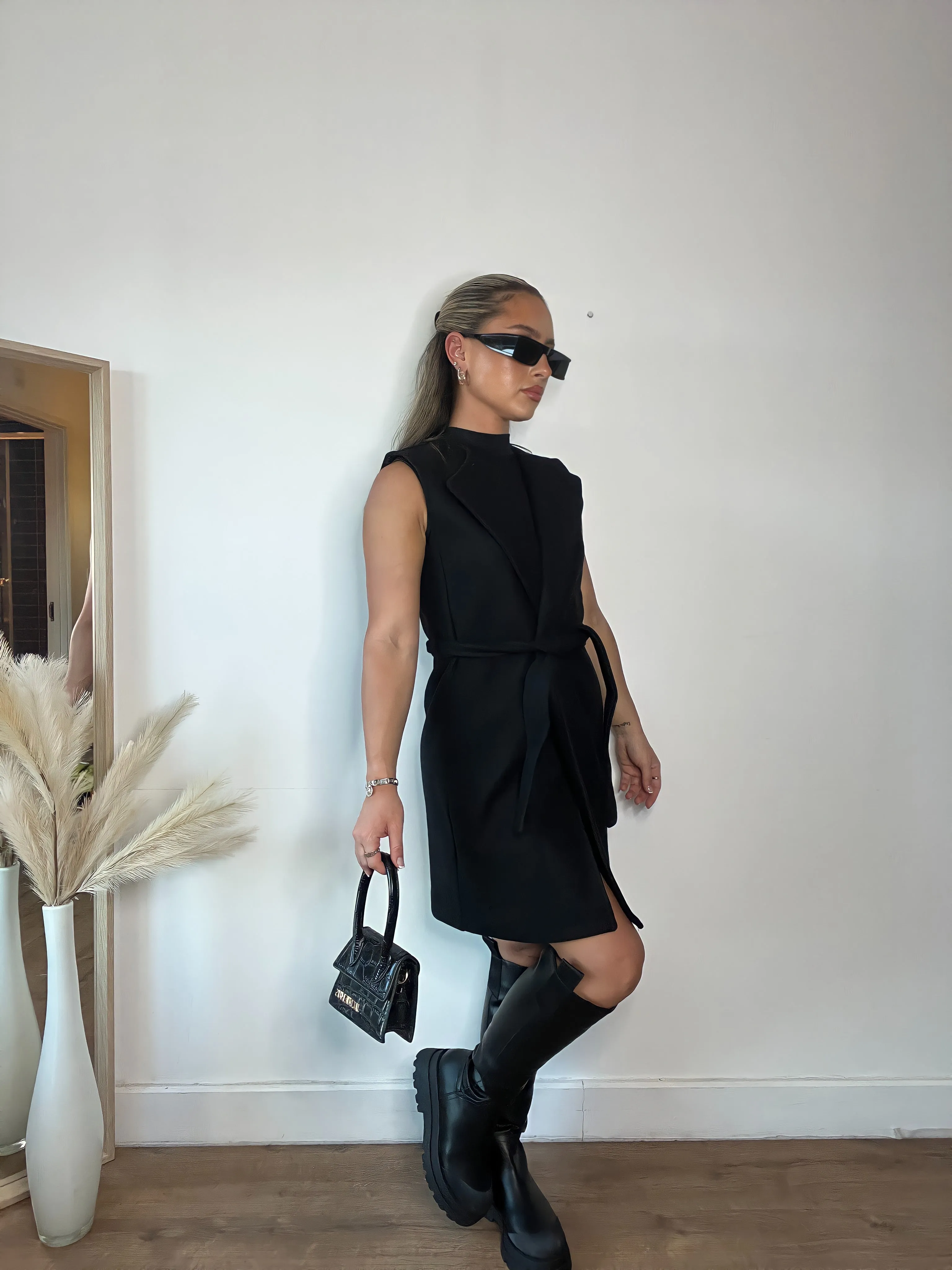 ONLY BELT VEST DRESS IN BLACK