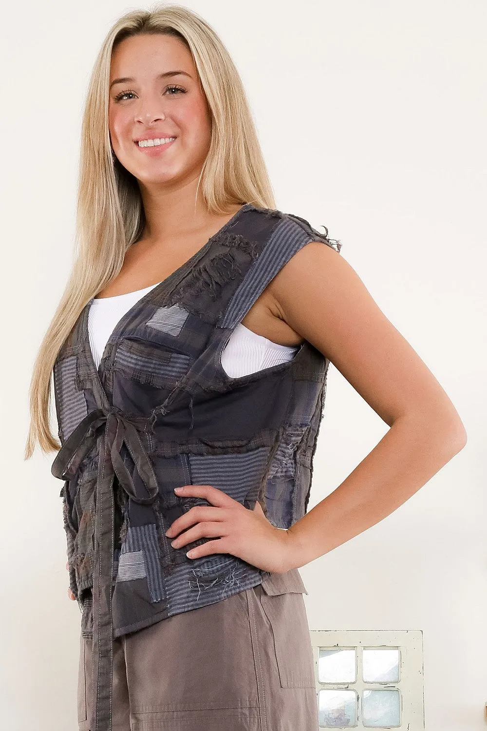 Patchwork Charcoal Vest #290