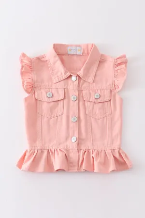 Pink denim girl vest
