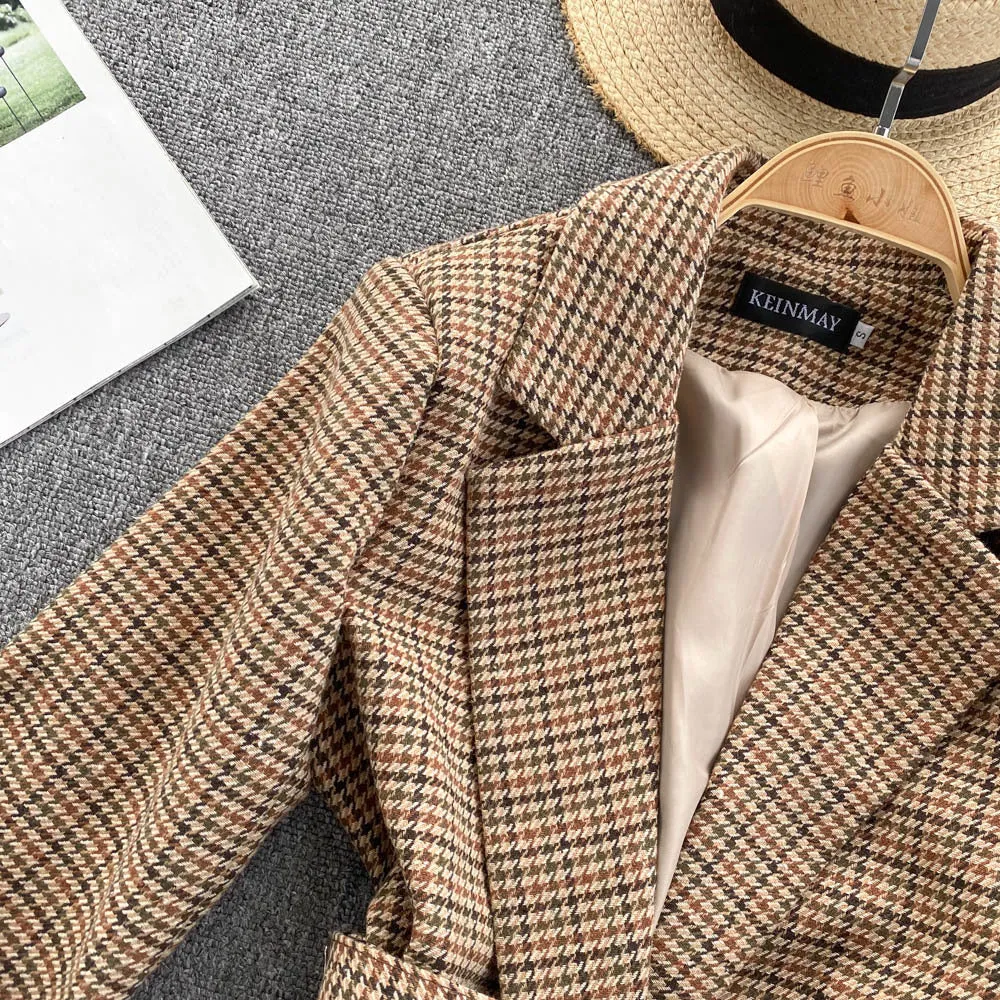 Polyester breasted Plaid Blazer