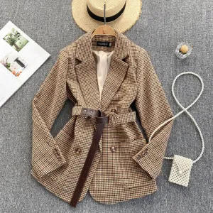 Polyester breasted Plaid Blazer