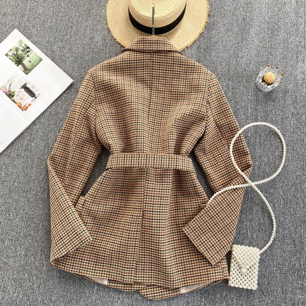 Polyester breasted Plaid Blazer