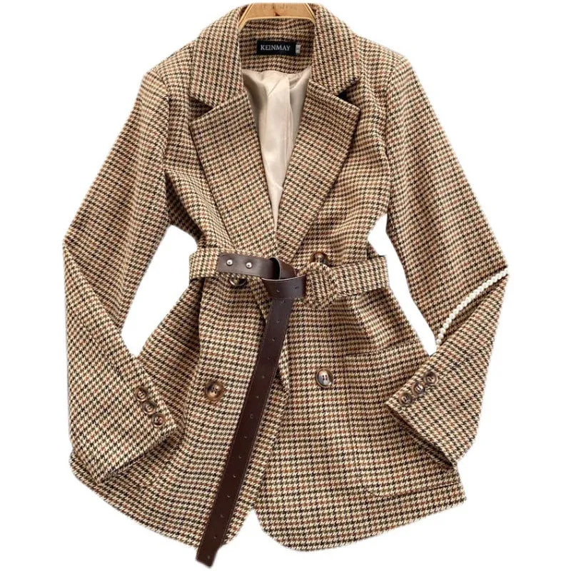 Polyester breasted Plaid Blazer