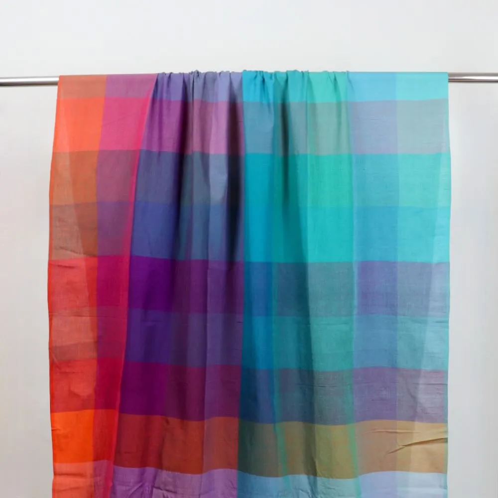 Rainbow Check Handloom Cotton — 0.39 Yard Remnant — Imperfect