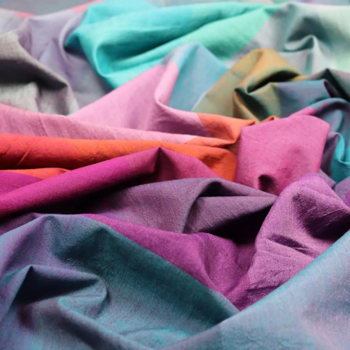 Rainbow Check Handloom Cotton — 0.39 Yard Remnant — Imperfect