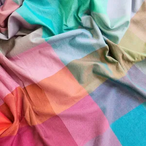 Rainbow Check Handloom Cotton — 0.39 Yard Remnant — Imperfect