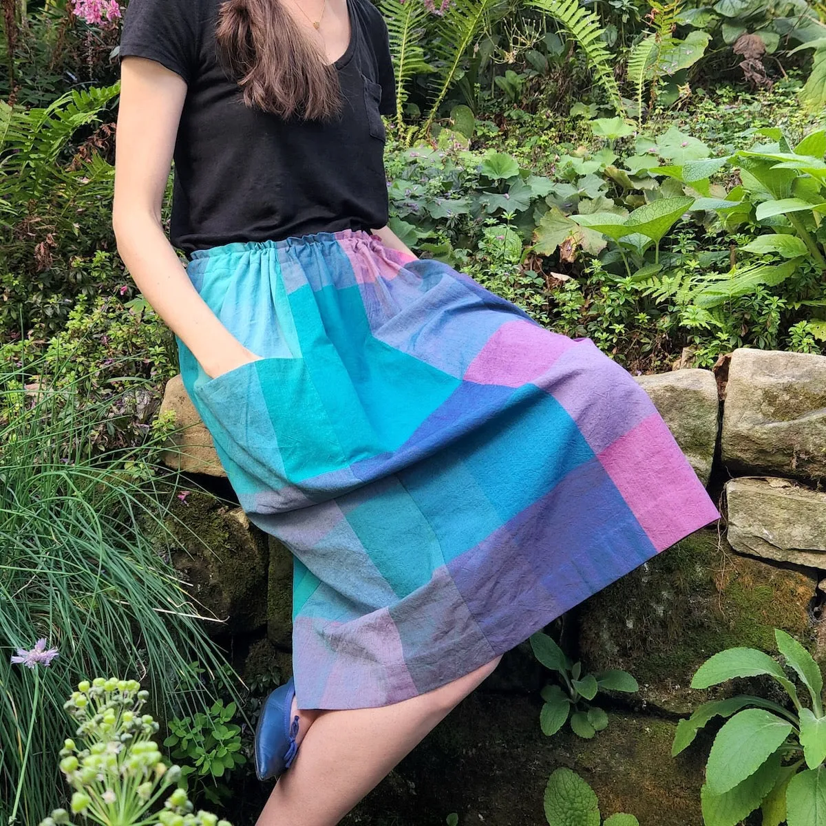 Rainbow Check Handloom Cotton — 0.39 Yard Remnant — Imperfect