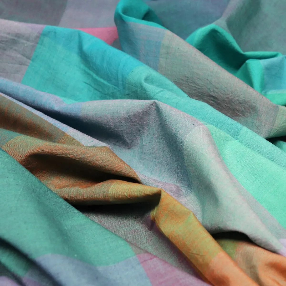 Rainbow Check Handloom Cotton — 0.39 Yard Remnant — Imperfect