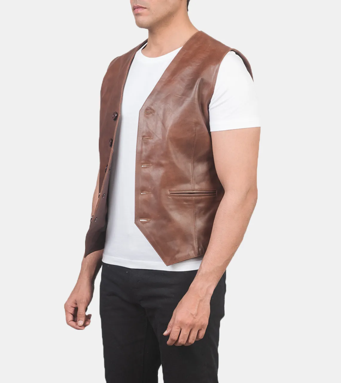 Roan Men's Tawny Brown Leather Vest