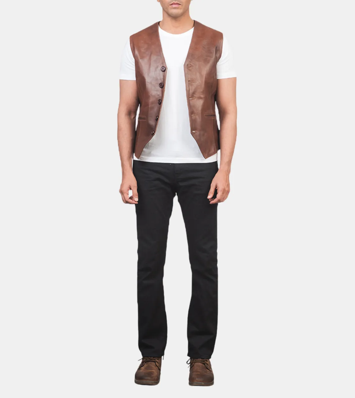 Roan Men's Tawny Brown Leather Vest