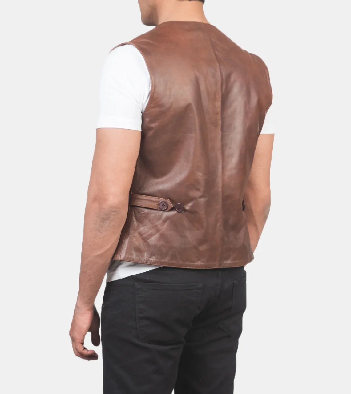Roan Men's Tawny Brown Leather Vest