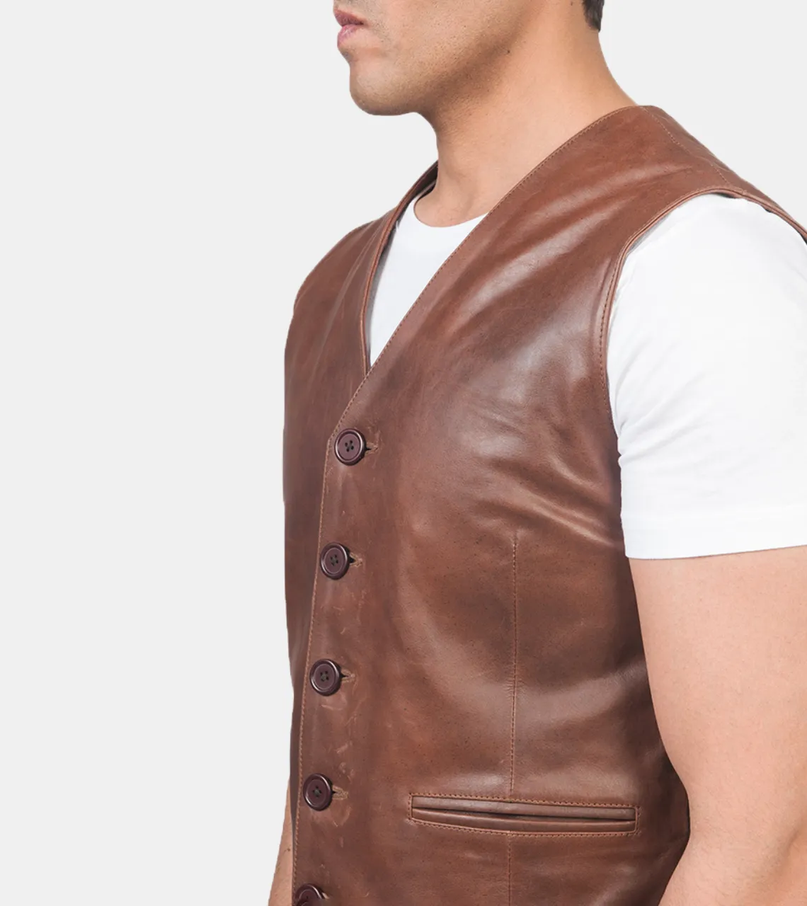 Roan Men's Tawny Brown Leather Vest