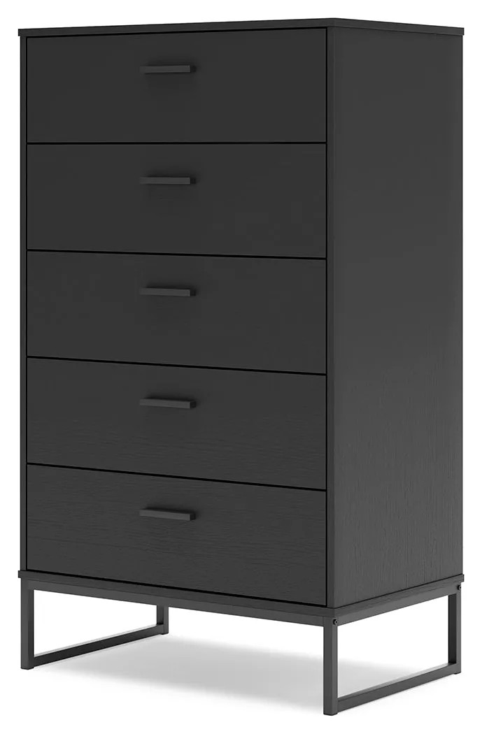 Socalle Full Panel Headboard with Dresser and Chest in Black