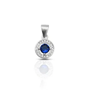 Sterling Silver Round Blue Stone Pendant for Girls