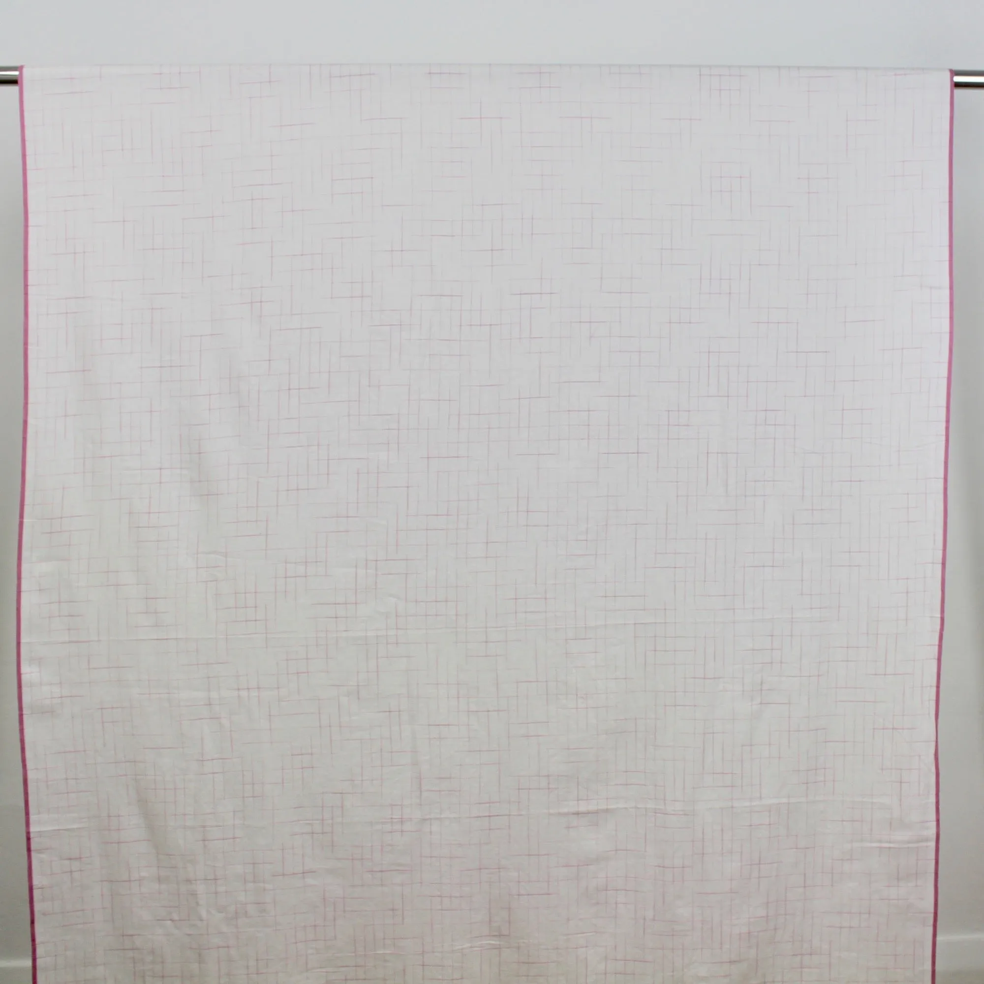 Swatch — Disappearing Check Handloom Cotton - Pink on Ivory