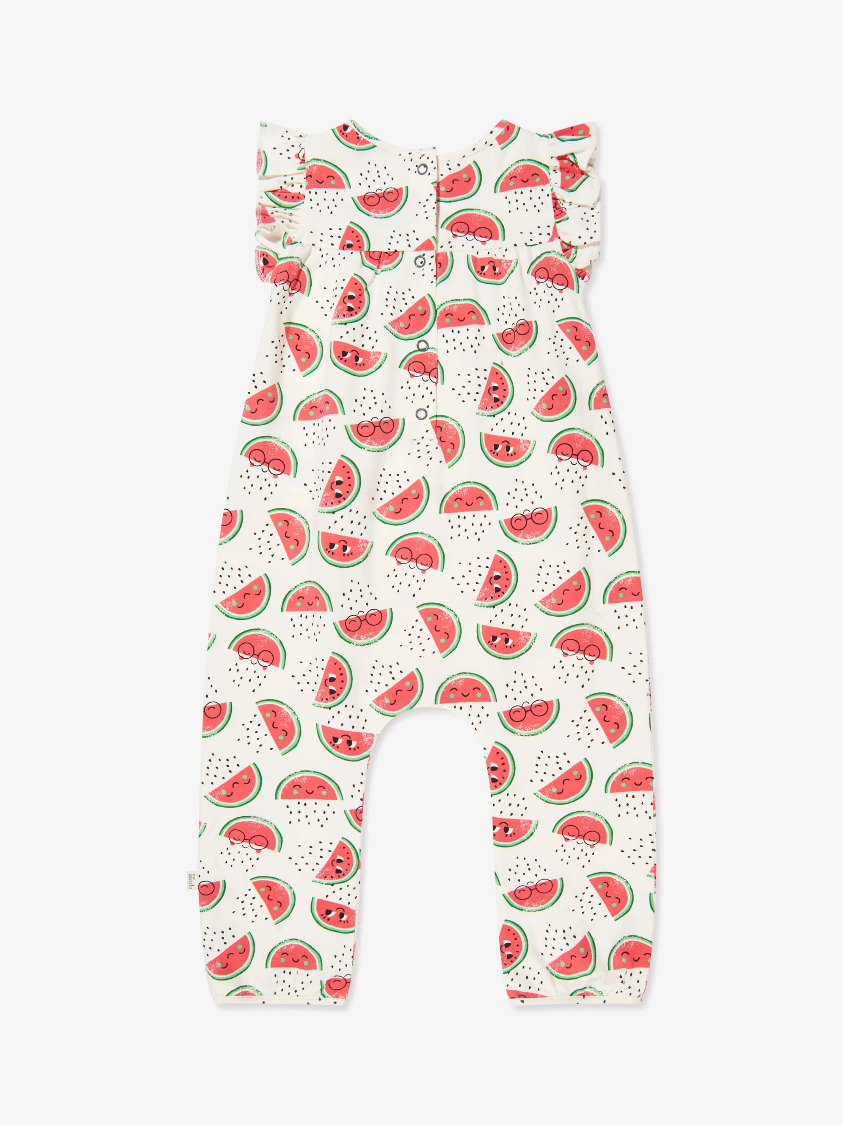 The Bonnie Mob Girls Organic Cotton Watermelon Jumpsuit in Ivory