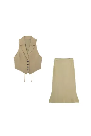 ‘Varvara’ Backless Vest Top &  Midi Skirt  Bottom (Sold Separately)