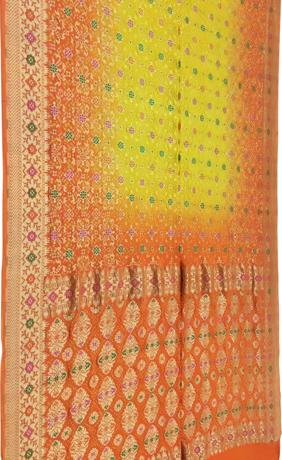 Vibrant Orange & Yellow Bandhani Georgette Saree