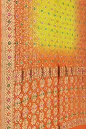 Vibrant Orange & Yellow Bandhani Georgette Saree