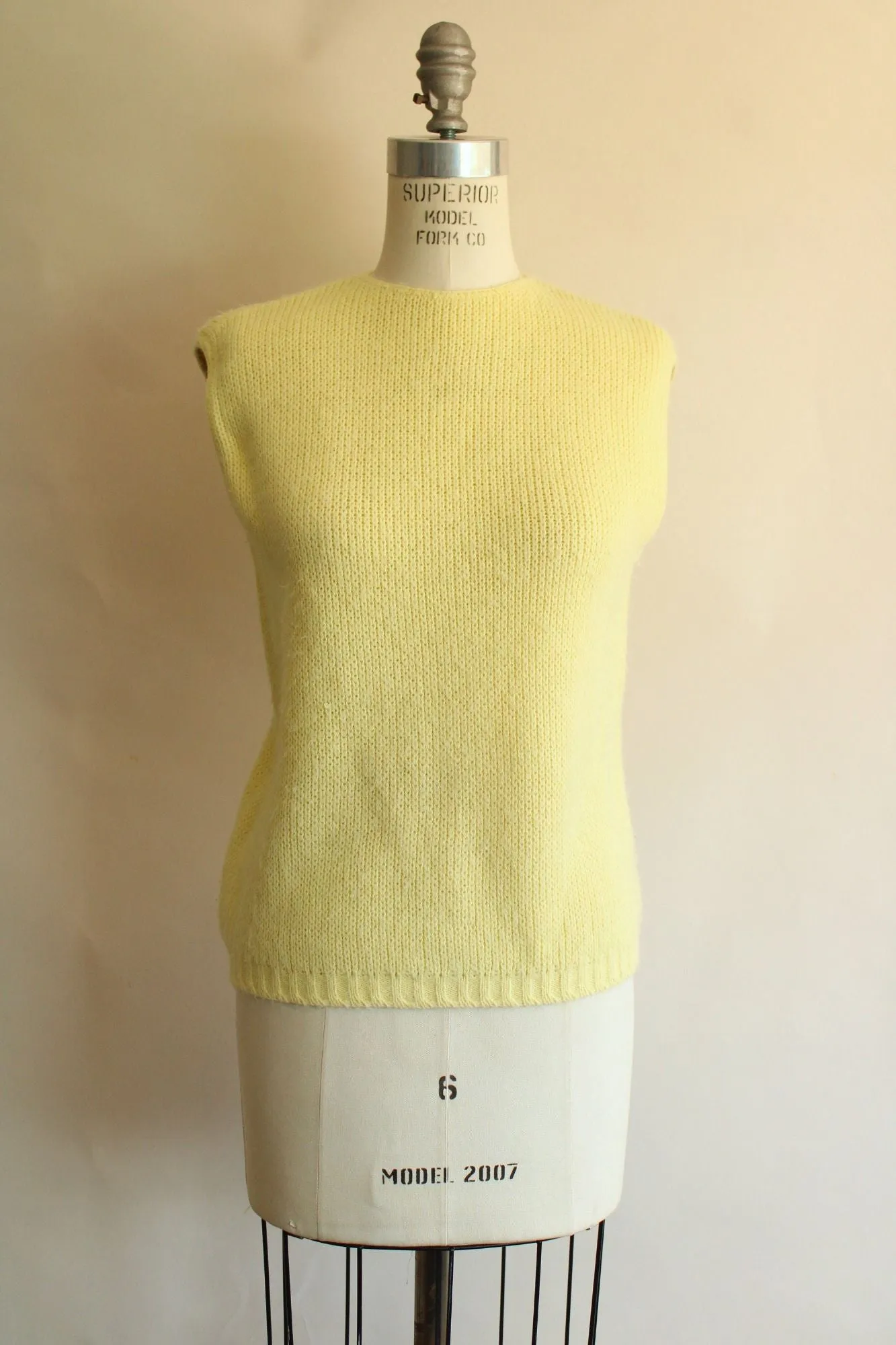 Vintage 1960s Classic Creations Yellow Knit Sweater Vest