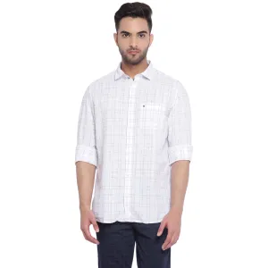 White Cotton Checked Slim Fit Shirt