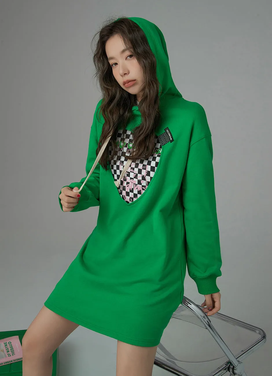With An Open Heart Cutout Hood Dress